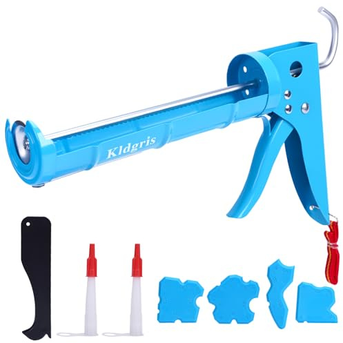 Kldgris Kartuschenpresse Silikonentferner Werkzeug Set mit 2 Kartuschenspitzen Silikonspritze für Kartuschen bis 300ml Kartuschenpistole für Badezimmer, Küche, Boden, Fenster, Spülbeckenfugen, Rahmen