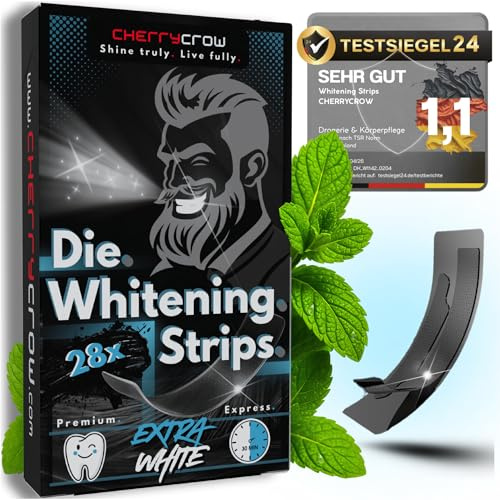 Die Whitening Strips | Zahnaufhellungsstreifen (28 Streifen) | Extra White | Professionelle Zahnbleaching Strips | Neu 2025 Pure White Formel | Teeth Whitening Express Behandlung mit Menthol