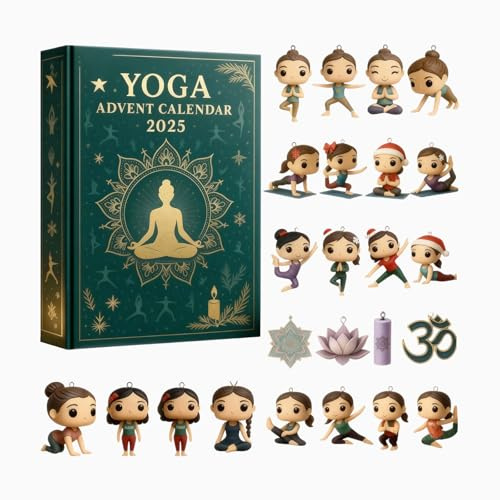 Adventskalender 2025 Yoga-Adventskalender-Box mit 24 Stück Miniaturpuppe für Junge Mädchen
