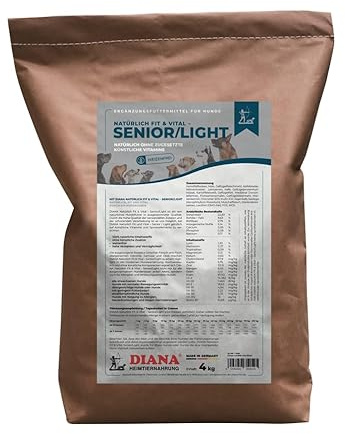 DIANA Natürlich Fit & Vital - Senior/Light/Hundefutter ohne synthetische Vitamine und Mineralstoffe (4 kg)