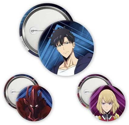 ABYstyle 3 Stück SOLO LEVELING Badges IGRAU, Jinwoo & Cha Hae In – Offizielles Produkt – Durchmesser 5 cm & 3,2 cm – Zubehör Manga