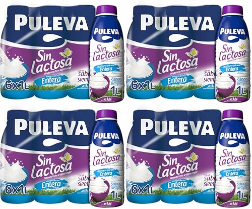 Puleva sin Lactosa Entera, 6 x 1L (Paquete de 4)