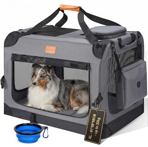 Morpilot Hundebox Hundetransportbox faltbar robust 80x58x58cm atmungsaktiv Transporttasche Haustiertransportbox Hundetragetasche