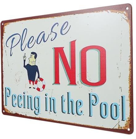 SEWOART Panneau d'affichage de piscine, décoration de piscine extérieure, panneau de piscine en fer, waterproof, installation facile, pour famille et propriétaire de piscine, hanging on