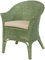 Korb.Outlet Rattan Wicker Chair with Armrests Lounge Wicker Chair (Green, with Pad)