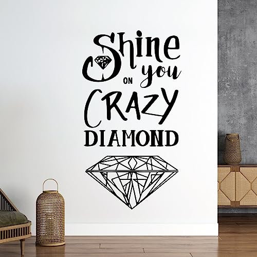 Wandsticker Shine on You Crazy Diamond mit Songtext, Schwarz
