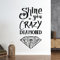 Wandsticker Shine on You Crazy Diamond mit Songtext, Schwarz