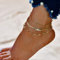 Jovono Boho Perlen Fishbone Fußkettchen Mode Miltilayered Strass Fußkettchen Armbänder Strand Fuß Schmuck für Frauen und Mädchen (Gold)
