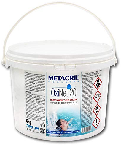 Metacril OxiNet 20, Ossigeno Attivo, in Pastiglie da 20 gr, Ideale per Piscina o Idromassaggio - 5 KG