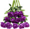 Tifuly 12 PCS Künstliche Rosen, 19,68 '' Single Long Stem Fake Rose Seide Braut Hochzeitsstrauß Realistische Blume für Hausgarten Party Hotel Büro Dekor (Blossom Roses,Lila)
