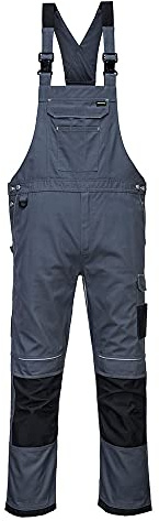 Portwest PW346 PW3 Arbeitslatzhose 9 Taschen Vorgeformte Kniepolstertaschen | Zoom Grey/Schwarz, 3XL, UPF 40+, EN 14404 Typ 2, Polyester-Baumwolle, Verstärkte Einsätze, Polybaumwolle Polyester, Bau