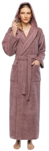 Arus Bademantel-Hooded Classic für Damen, Größe: S/M Lang, Farbe: Pflaume hell