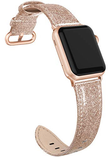 PARMPH Genuine Leather Strap Compatible for Apple Watch 38mm 40mm 41mm 42mm(Series 10), Soft Elegant Leather Strap Compatible with iWatch Series 10 9 8 7 6 5 4 3 2 1 SE Sports Edition for Women Men