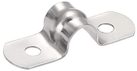 sourcing map 8mm(0.3) Rigid Pipe Strap 2 Holes Tube Straps 201 Stainless Steel Tension Tube Clip Clamp 25pcs