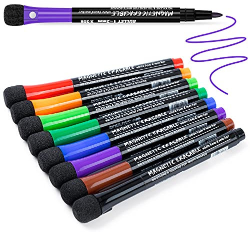 Whiteboard Pens Whiteboard Markers: 8 Colours Magnetic White Board Markers Erasable White Board Pens, Dry Wipe Markers Fine Tip Whiteboard Pen for Kids Whiteboards Wall Planner, Thin Dry Erase Marker