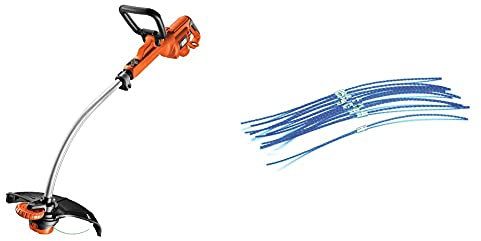 BLACK+DECKER Electric Strimmer Grass Trimmer 700 W 33 cm with Wheel Edge Guide and Adjustable Second Handle GL7033-GB & BLACK+DECKER A6487 Heavy Duty Trimmer Line, 10 x 3 mm GL680/685/690
