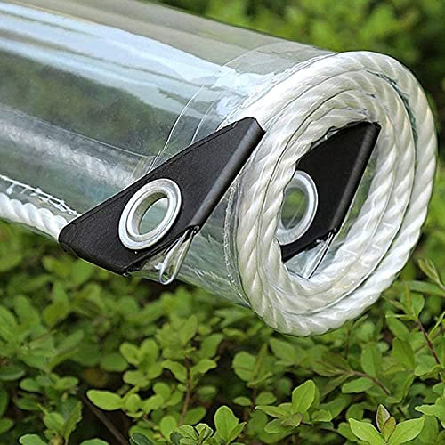 Transparente Plane Abdeckplane,Pflanzenschutz Regen-Vorhänge,PVC Glas Klare wasserdichte Tarps mit Ösen,Schutzplane Für Gartenmöbel,Kältebeständig,Regenfest,Frostschutzmittel (1.6x2m/5.2x6.6ft)