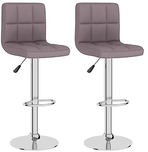 vidaXL 2X Barhocker Höhenverstellbar Drehbar Küchenhocker Barstuhl Tresenhocker Thekenhocker Tresenstuhl Bistrohocker Bar Stuhl Hocker Taupe Stoff