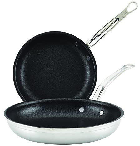 Hestan Thomas Keller Insignia by Bratpfannen-Set aus Edelstahl mit Titan-Antihaft-System, Induktionskochfeld-kompatibel, ohne PFOAs (21,6 cm & 27,9 cm)