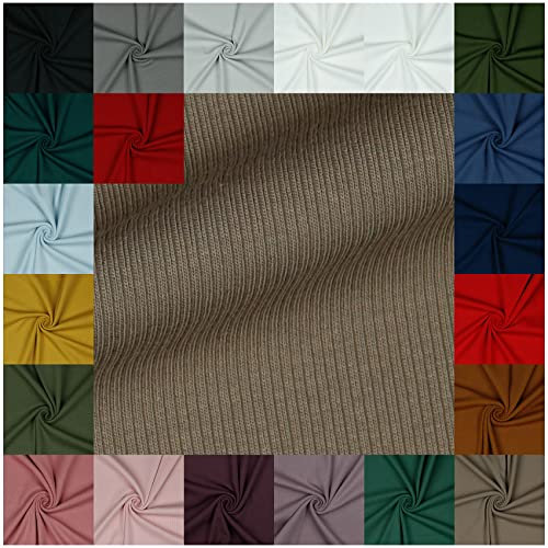 VmG-Store RIB Jerseystoff gerippt Uni Meterware 21 Farben zur Auswahl Tex zertifiziert Nähstoff (50 x 145cm, 057 I Taupe)