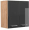 Vicco Hängeschrank R-Line, hängender Küchenschrank, Anthrazit Hochglanz/Goldkraft Eiche, 60 cm