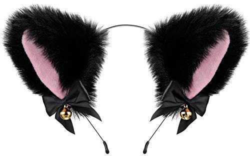 YATEICBC Katzenohren Haarband Cosplay Katzenohren Haarschmuck Katzenohren Stirnband mit Glocken Haarschmuck für Frauen Mädchen tägliche Dekoration und Party