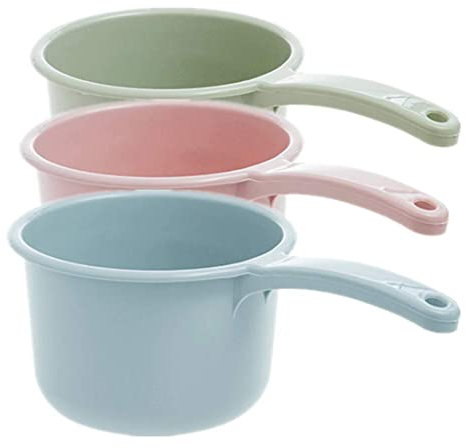 Plastic Water Ladle Thicken Bath Spoon Big Water Dipper for Bathing Kitchen Gardening, 3 Pcs/Set, Pink/Blue/Green