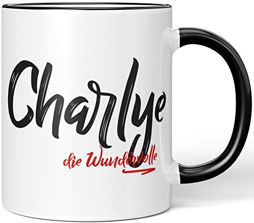 JUNIWORDS Tasse, Charlye, die Wundervolle, Schwarz (5220151)