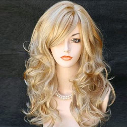 HEZHU Täglich Mode Perücke Blond Haar Wigs Weiblich Gelockt Lang Frau Cosplay Kostüm