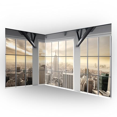 murando PREMIUM Vlies Eckfototapete New York City 550x250 cm Tapeten Wandtapete XXL Moderne Fototapete Wanddeko Design Wand Dekoration Wohnzimmer Schlafzimmer Büro Flur Fensterblick Skyline Panorama