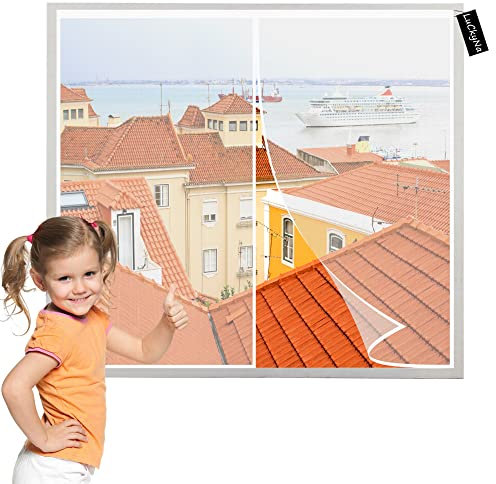 Zanzariera Estensibile 90x140cm Rete Tenda Anti-Zanzare Porta Auto Chiusura, Facile da Installare,senza forare per Porte Finestre Balcone Soggiorno Bianco