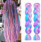 Aomig Braids Extensions, 2PC 4 Farben Kunsthaar zum Einflechten,24 Haarsträhnen zum Braiding Hair,Einflechten Haar Flechten Extensions für Haar Box Braid zum Einflechten Zöpfe（Lila/Rosa/Grün/Blau ）