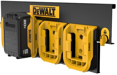 DEWALT Battery Organizer, Holds up to 4 Batteries, Mount Rail, Workshop Storage System Compatible (DWST82819)