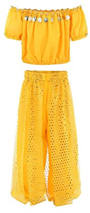 Nidddiv Langarmshirt Herren Pack Handgemachte Kinder Mädchen Bauchtanz Kostüme Kinder Bauchtanz Tanztuch Kinder Kleider Junge (Yellow, 4-6 Years)