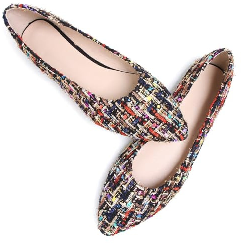 SAILING LU Pointed Toe Black Ballet Flats Dress Shoes for Women Dressy Comfortable Memory Foam Ladies Casual Slip-On Loafers Ballerina Walking Flats Size 8