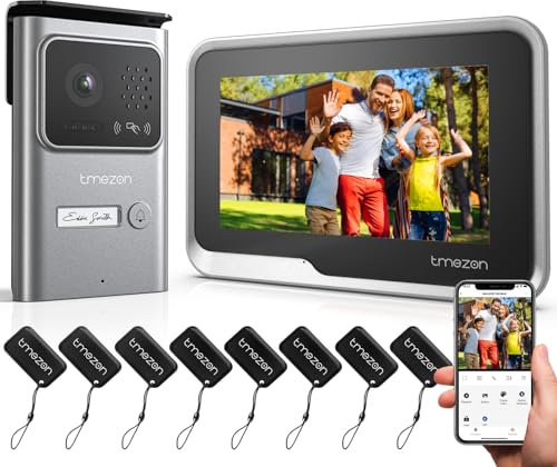 TMEZON WLAN Video Türsprechanlage mit 7''IP Touchscreen, 1080P Türsprechanlage mit Kamera,Gegensprechanlage mit Türöffner,APP/Swipe Card Unlock,Aufnahme und Wiedergabe,Bewegungsmeldung,2-Draht Technik
