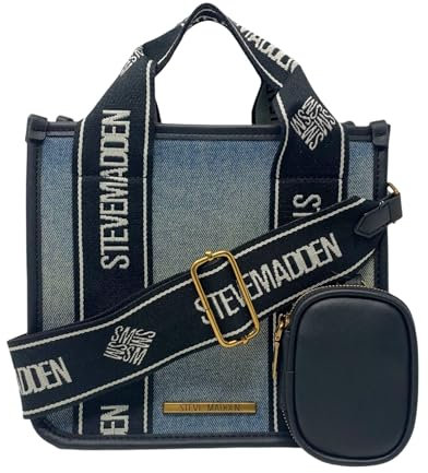 Steve Madden Bwebber-Tasche aus Denim-Leinen, Denim/Schwarz, Einheitsgröße