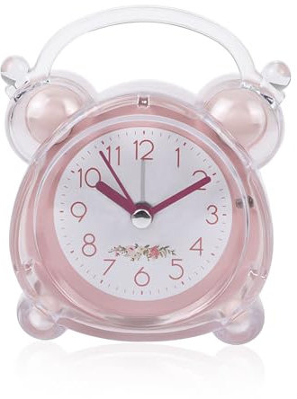 Diompirux Wecker Analog Leise Ohne Ticken, Einfacher und stilvoller rosa Wecker, Einfache Bedienung, Nachtlicht, Batteriebetrieben(Benötigt 1 AA-Kohlebatterie), für Schlafzimmer Wohnbereich Büro