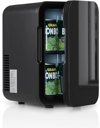 TUKAILAi Mini Fridge 6L Portable Compact Fridge, AC/DC Power Quiet Cooler & Warmer for Skincare Food Drinks, Small Fridges Low Noise Quite for Bedroom Car Office Travel (Full Black, 6L)