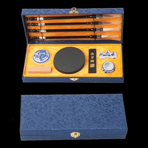 WDEC 10 Pcs Pinceaux Chinois Poils de Chèvre pour La Calligraphie et La Peinture Set, Chinoise, Débutant et Peinture Kanji Japonais, de Calligraphie Chinoise, Aquarelle, Peinture de Paysage à L'encre