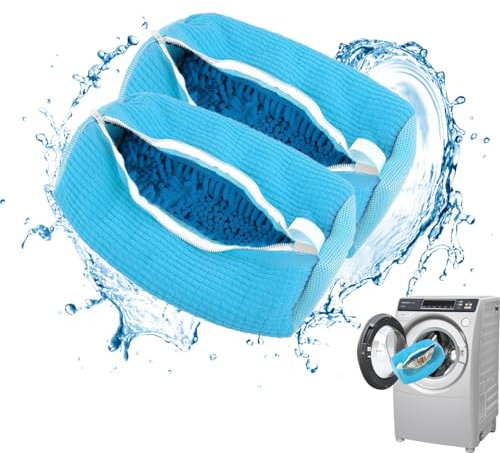 Aicerous® 2 Pzs Sacchetti per Lavaggio Scarpe per Lavatrice, Sacchetti per Lavaggio Scarpe Riutilizzabili, Borse Lavaggio Scarpe con Cerniera (Blue)