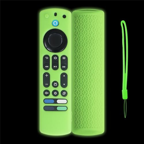 1PCS Hülle für die Fernbedienung Kompatibel für Fire TV 4K Stick Max, Smart TV-Fernbedienung weiche Silikonhülle Schalenhalterung mit Aufhängeseil (nur Gehäuse) (Fluoreszierendes Grün)