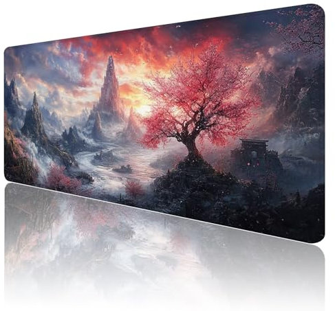 Tapis de Souris Japon Tapis de Souris Gamer XXL 1200x600x3mm ImperméAble Et AntidéRapant Mousepad Bords Cousus Une éTendu SousMains Tapis Souris Paysage pour Gamer, Pc et DéCoration de Bureau