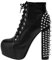 blingqueen Damen Plateau Stiefeletten Blockabsatz Punk Biker Boots Schnürstiefeletten Glattoptik Schwarz 43 EU