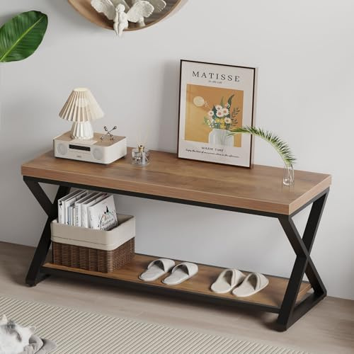 IBF 100 cm Helle Eiche Moderne Schuhbank Schuhschrank Sitzbank mit Stauraum | Flur Wohnzimmer Schlafzimmer Esszimmer Farmhouse Design Holz Metall
