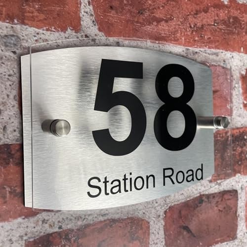 House Numbers Plaques Modern Black Door Plaques For Wall Address House Number Plates for Outside Personalised Front Door Number Perspex Acrylic Door Sign (Bold Font)