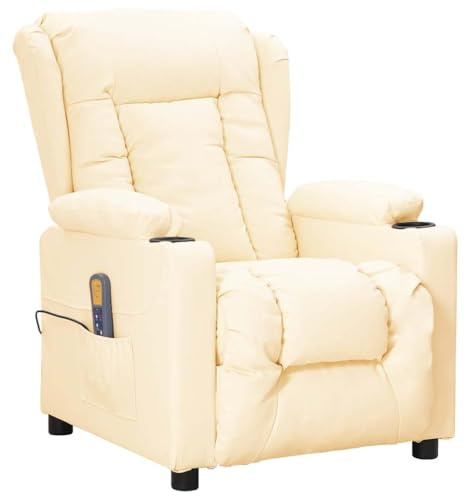 vidaXL Massagesessel Creme Kunstleder