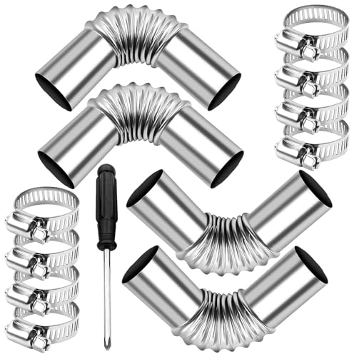 Jiavlyx 4 Stück Standheizung Abgasrohr Winkelverbinder, 25mm Auto Edelstahl Abgasrohr, Abgasschlauch Für Stromerzeuger Dieselheizungen, Auto Standheizung Entlüftungsschlauch, Mit 8 Edelstahlklammern