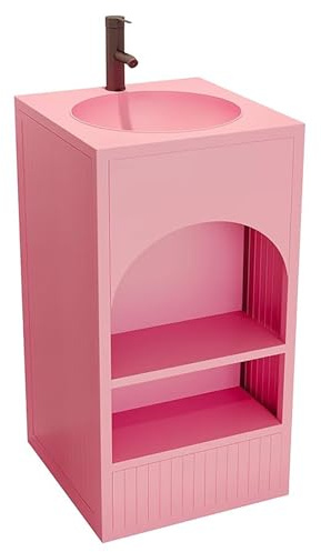 ZKBDBWTR Freistehendes Standwaschbecken aus Edelstahl, Bodenstehendes Waschbecken für Badezimmer und Balkon, Waschtisch für den Innen- und Außenbereich(Pink)