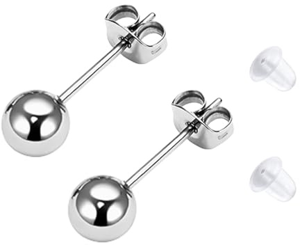 LAURITAMI Titan Kugel Ohrstecker Medizinische Ohrstecker Gold Silber 3mm 4mm 5mm 6mm Hypoallergen Runde Kugelohrringe für empfindliche Ohren für Damen Herren